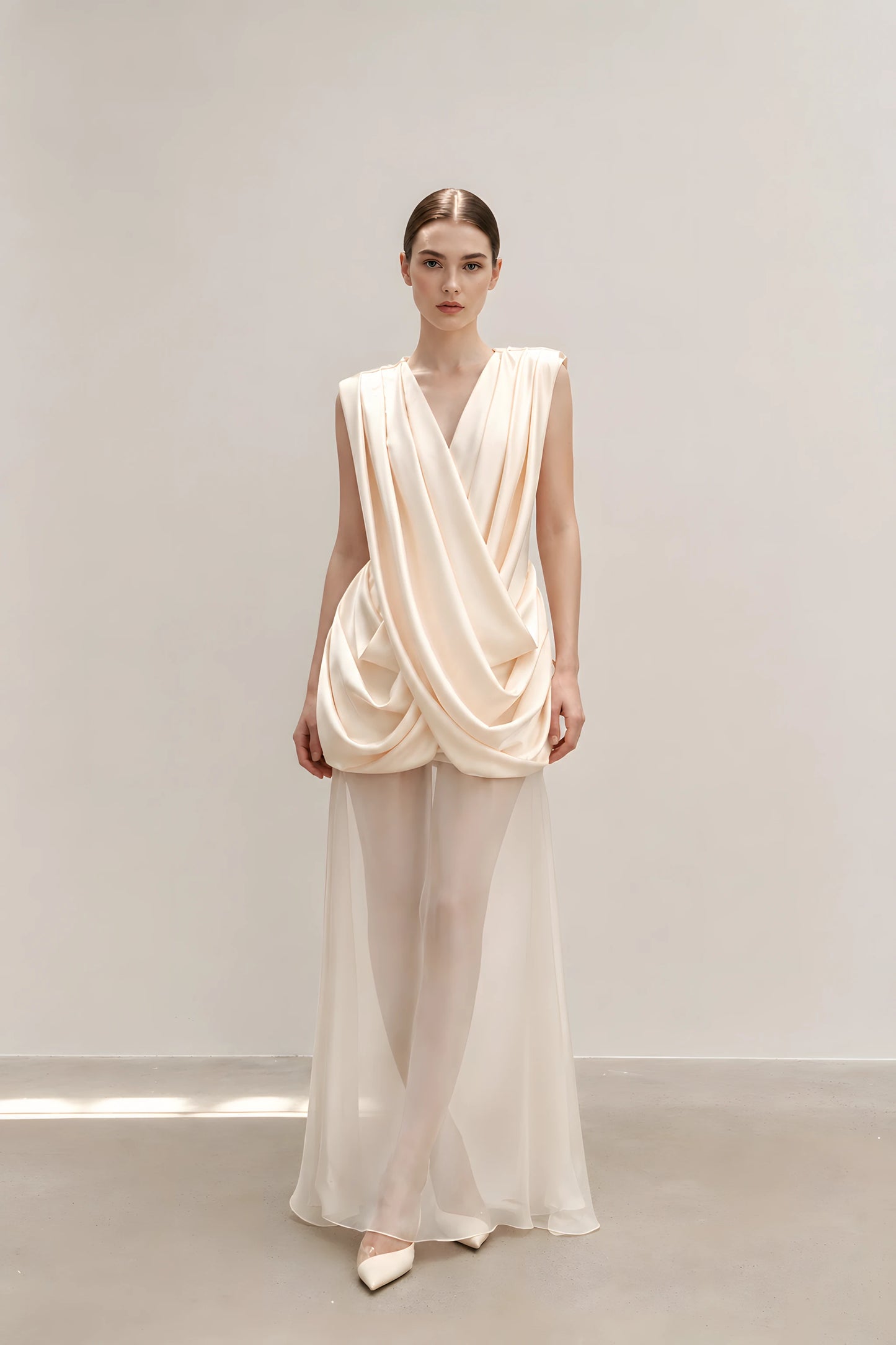 Fitted Silk Dress - Ivory