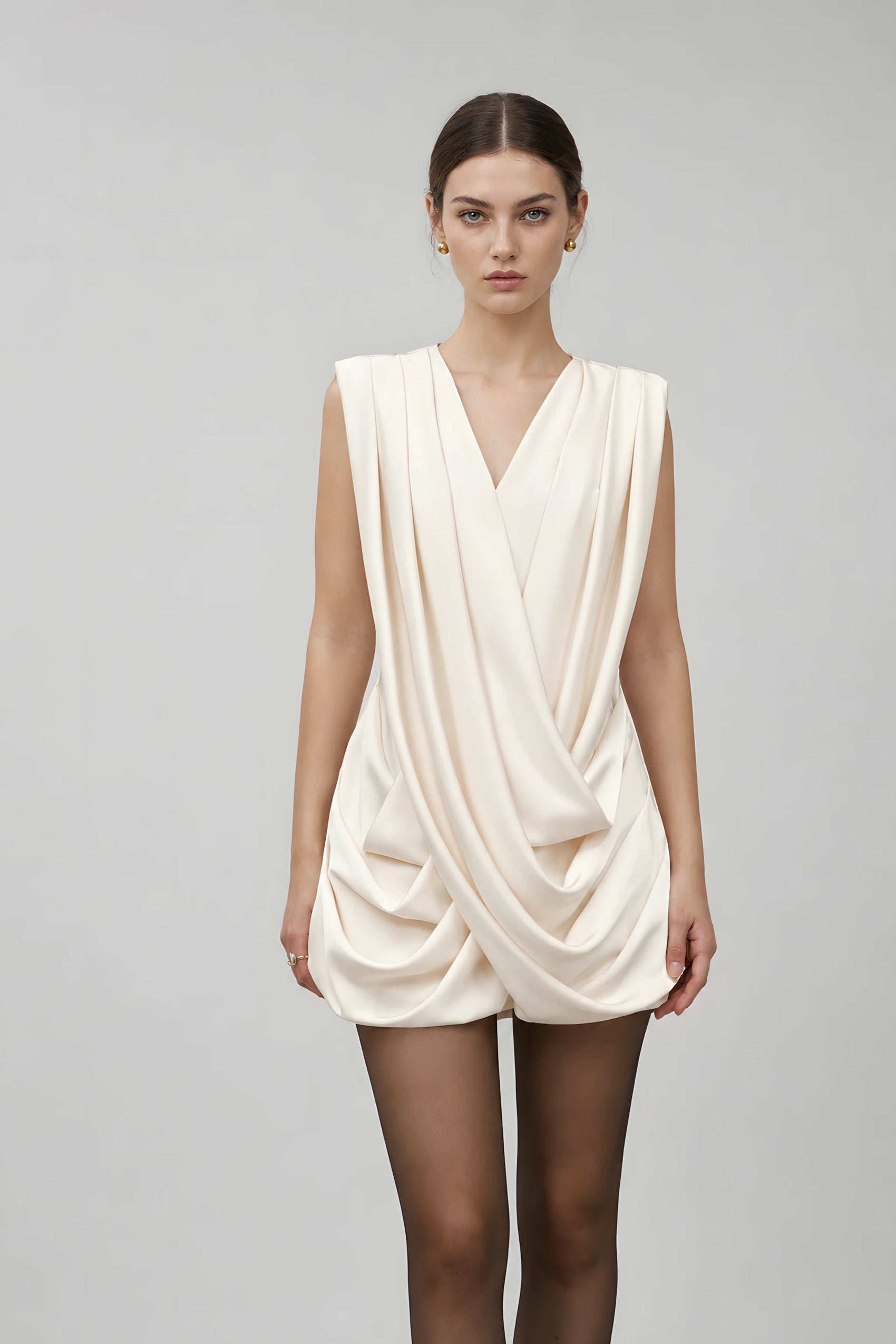 Fitted Silk Dress - Ivory