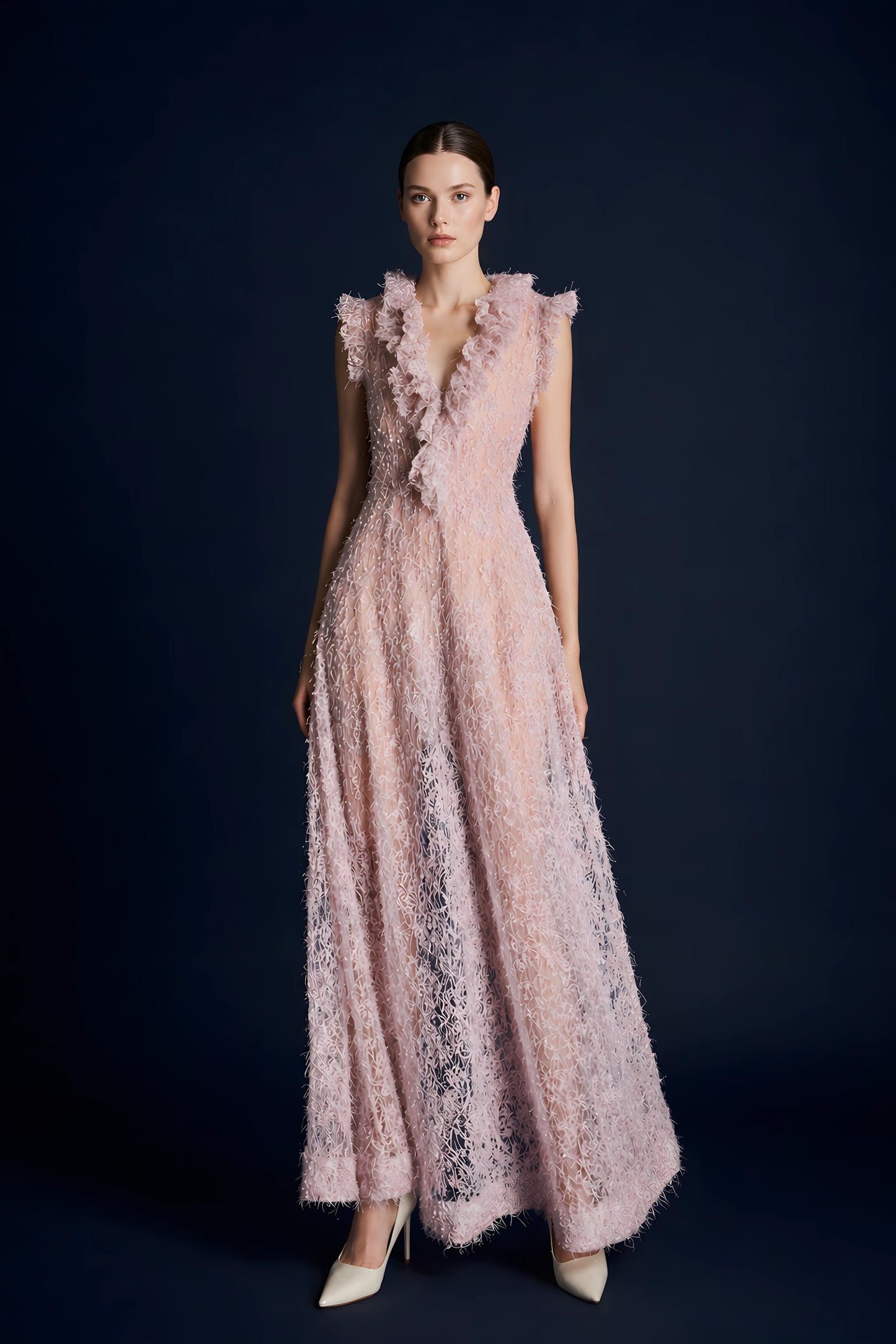Flared Fringe Lace Dress